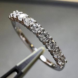 14K Gold Lab Grown Diamond Wedding Band: Half Eternity Ring - Image 4