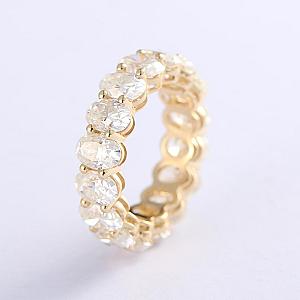 Oval Moissanite Half Eternity Band: Handmade Gold Anniversary Ring - Image 7
