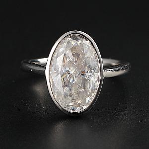 4 Ct Oval Moissanite Engagement Ring: Bezel Solitaire Anniversary Ring - Image 1