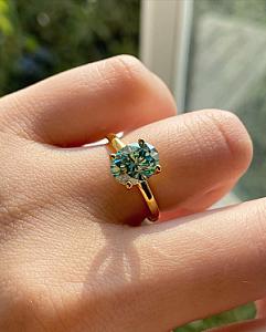 3 CT Green Oval Moissanite Engagement Ring: 14K Gold Solitaire Promise Ring - Image 4