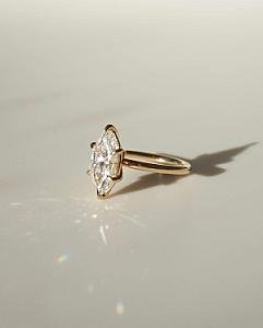 Marquise 3 Carat Lab Grown Diamond Engagement Ring: 14k Gold Solitaire - Image 2