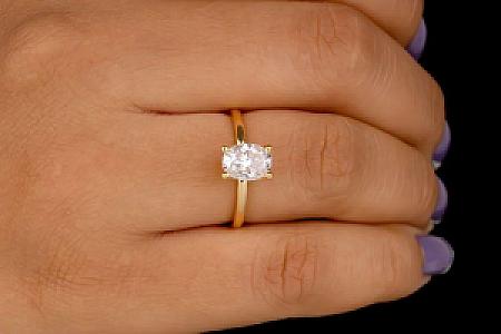 2 Ct Oval Moissanite Engagement Ring: Solid Gold, Handmade - Image 8