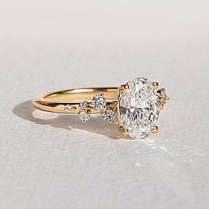 Oval Lab Grown Diamond Engagement Ring: Solitaire Wedding Ring, Solid Gold - Image 4