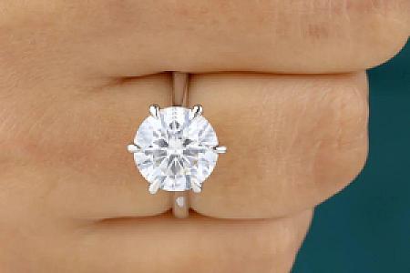 3.5 CT Round Moissanite Engagement Ring: 14k Gold 6-Prong Solitaire - Image 6