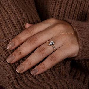 IGI Certified Pear Lab Grown Diamond Engagement Ring: Gold Anniversary Ring - Image 3