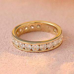 Full Eternity Moissanite Wedding Band: 14K Gold Channel Set Stacking Ring - Image 5