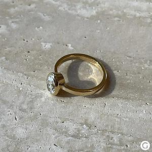1.00 Carat Oval Lab Grown Diamond Engagement Ring, 14k Yellow Gold Bezel Solitaire - Image 8