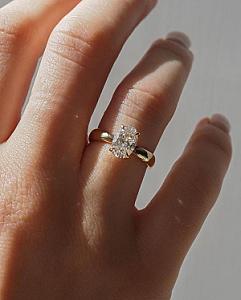 14K Yellow Gold Oval Lab Grown Diamond Solitaire Engagement Ring - Image 5