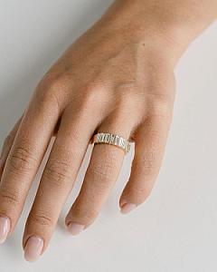 Vintage Baguette Moissanite Wedding Band: 14k Yellow Gold Half Eternity - Image 9