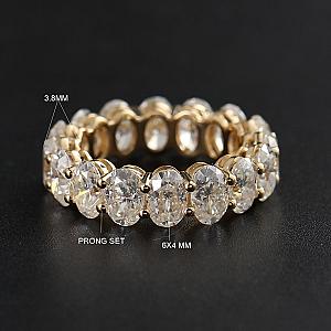 Oval Moissanite Half Eternity Band: Handmade Gold Anniversary Ring - Image 2