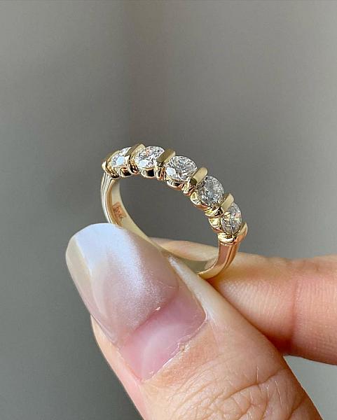 14k Gold Lab Grown Diamond Wedding Band: Half Eternity Anniversary Ring