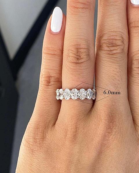 Oval Moissanite Eternity Band: Colorless Bridal Anniversary Ring
