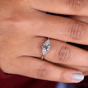 Lab Grown Round Diamond Engagement Ring: Gold Anniversary Band - Image 6