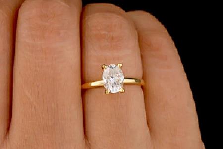 2 Ct Oval Moissanite Engagement Ring: Solid Gold, Handmade - Image 7