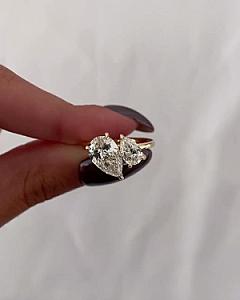 Pear Cut Eco Friendly Diamond Toi Et Moi Ring/ Prong Set Lab Diamond Wedding Ring/ EF-VS Diamond Two Stone Engagement Ring/ Anniversary Gift - Image 5