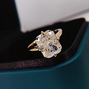 5.0 CT Radiant Cut Moissanite Engagement Ring: Solid Gold Solitaire - Image 6
