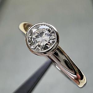 Lab Grown Diamond Solitaire Engagement Ring: 14K Gold Bezel Set - Image 5