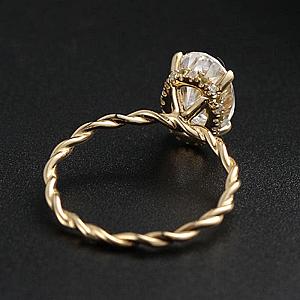 3Ct Oval Moissanite Engagement Ring: Hidden Halo, Solid Gold Bridal Ring - Image 3