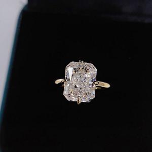 5.0 CT Radiant Cut Moissanite Engagement Ring: Solid Gold Solitaire - Image 3