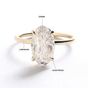 4ct Oval Moissanite Engagement Ring: 14k Solid Gold Solitaire - Image 2