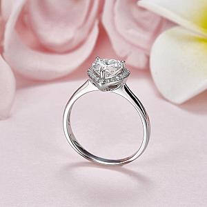 1 CT Heart Lab Grown Diamond Engagement Ring: Halo Pave Band - Image 5