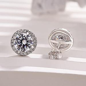 Lab Grown Diamond Halo Stud Earrings: 14K Gold Minimalist Style - Image 5