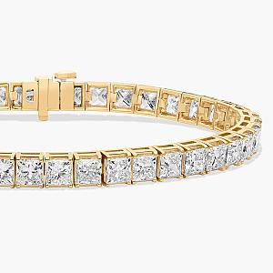 Princess Cut Lab Grown Diamond Tennis Bracelet: 14K Solid Gold Wedding Jewelry - Image 5