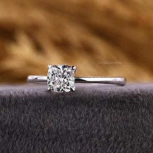Cushion Cut Lab Grown Diamond Engagement Ring: 14k Gold Solitaire - Image 2
