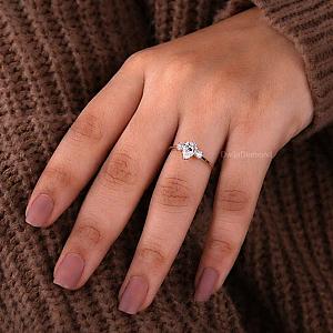 Pear Lab Grown Diamond Engagement Ring: 3-Stone Anniversary, Solid Gold - Image 5