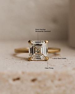 18k White Gold Asscher Cut Moissanite Solitaire Ring - Image 2