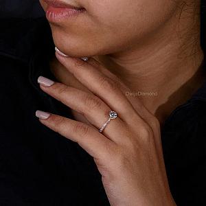 Lab Grown Round Diamond Engagement Ring: Hidden Halo Anniversary Ring - Image 5