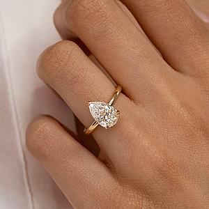 Pear Cut Lab Grown Diamond Engagement Ring: 14k Gold Solitaire, IGI Certified - Image 1