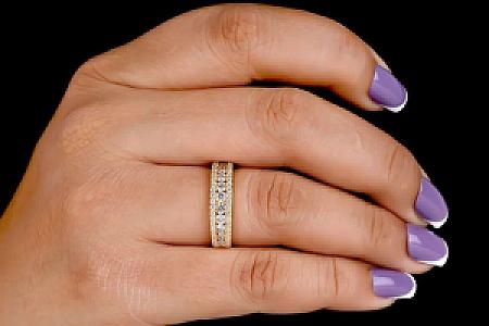 Moissanite Wedding Band: 14K White Gold, Micro Pave Diamond Ring - Image 7