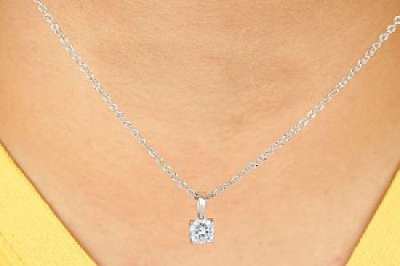 Cushion Moissanite Pendant Necklace: 1.00 CT Solid Gold, Silver Jewelry