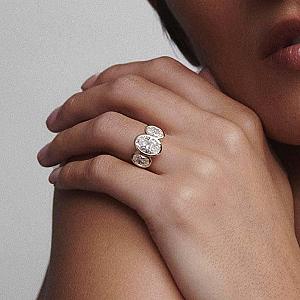 Oval Bezel Lab-Grown Diamond Engagement Ring: 14K Gold Anniversary Ring - Image 6