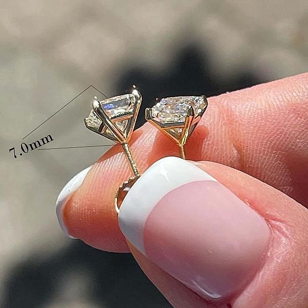 IGI Certified Lab Grown Diamond Studs: 14K Gold Princess Cut Earrings