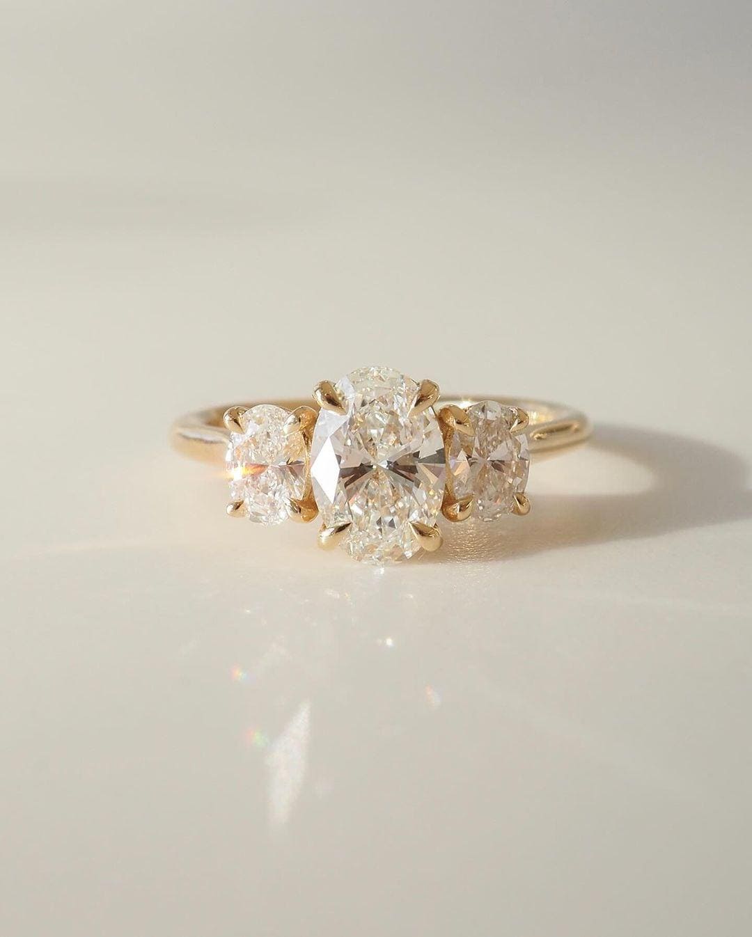 Oval Lab Grown Diamond Engagement Ring: 2.50 TCW Three Stone Wedding Ring