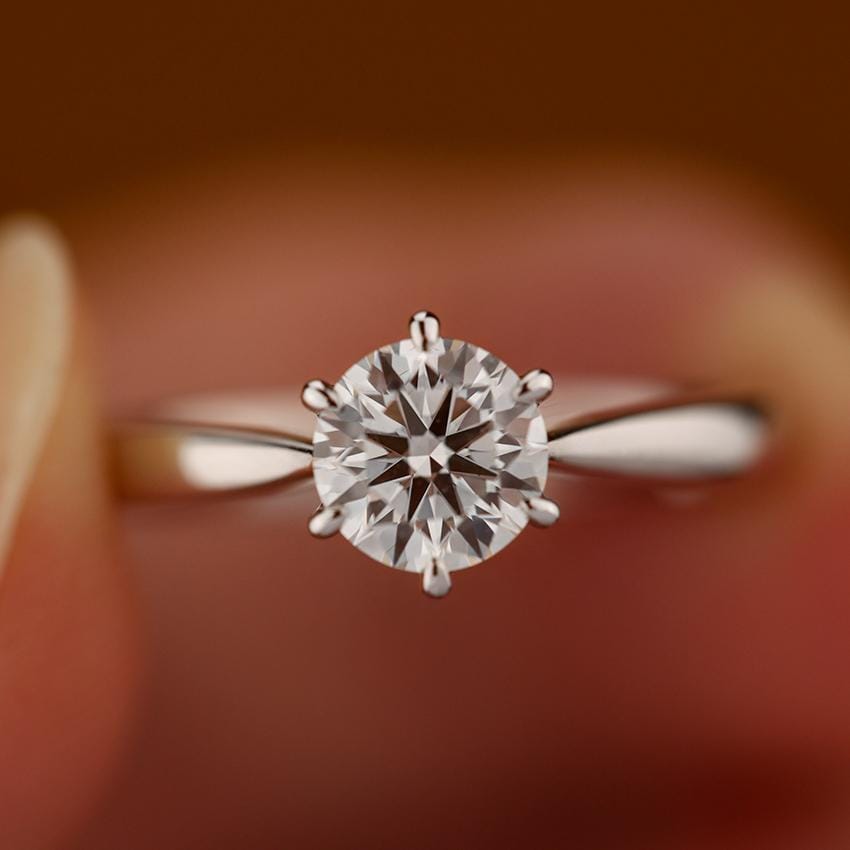 Round Lab Grown Diamond Solitaire Ring: Solid Gold Wedding, Anniversary