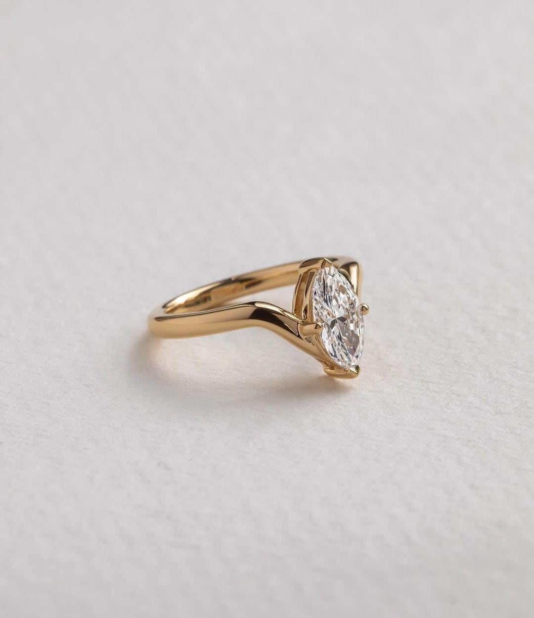 Marquise Lab Grown Diamond Engagement Ring: 1.0 CT Solitaire