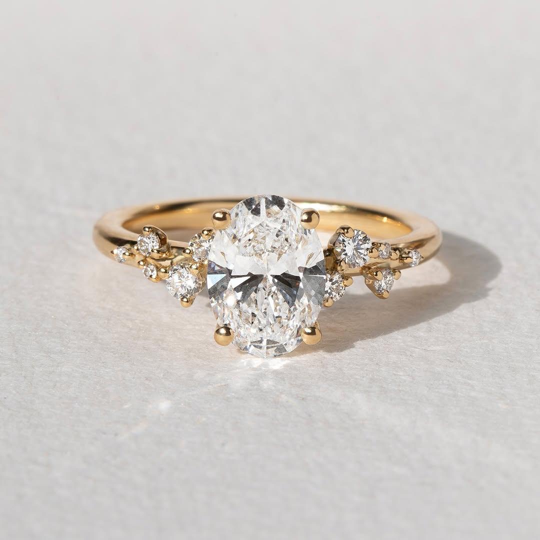 Oval Lab Grown Diamond Engagement Ring: Solitaire Wedding Ring, Solid Gold