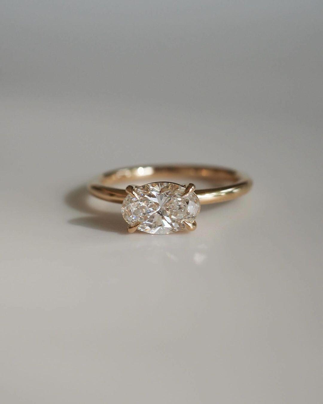 2.50 Carat Oval Lab Grown Diamond Solitaire Engagement Ring, 14k Gold