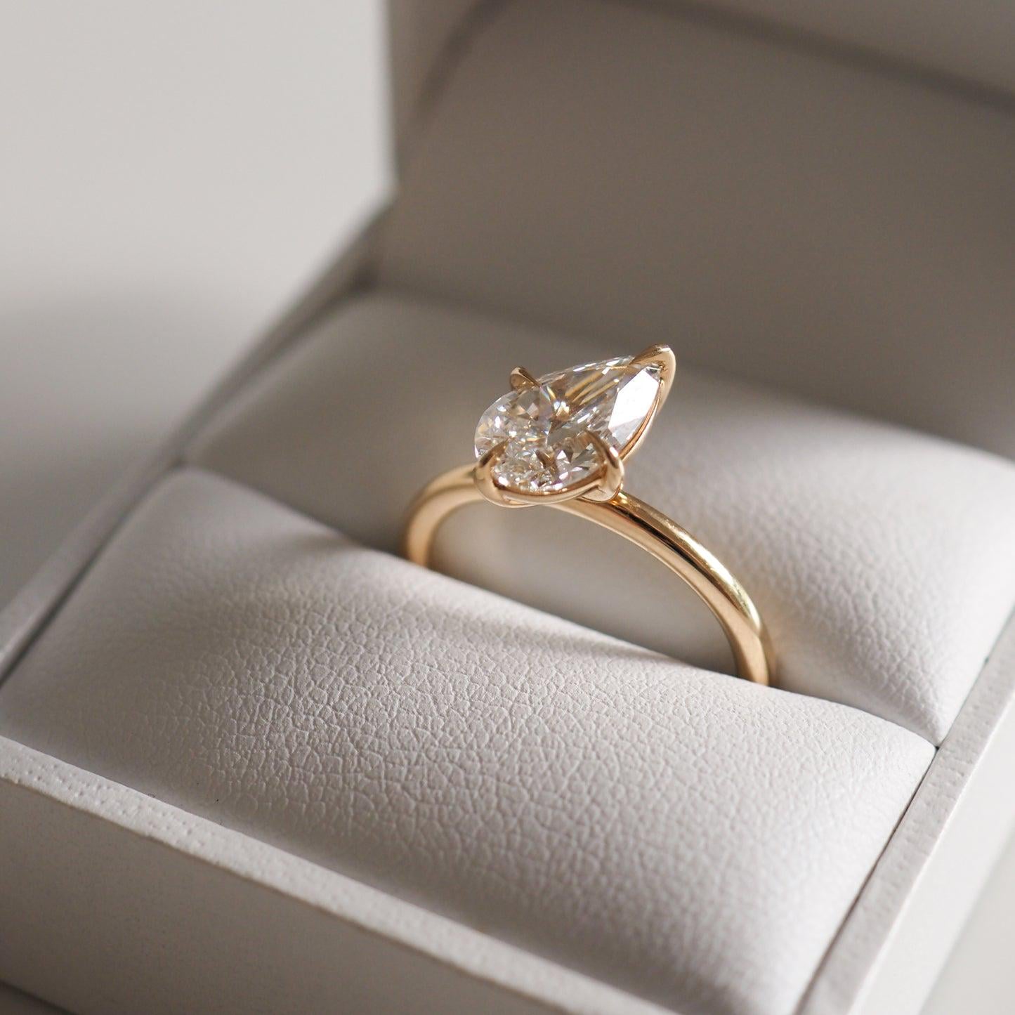 Lab Grown Pear Diamond Engagement Ring: Certified Solitaire, 0.50-3.0 CT