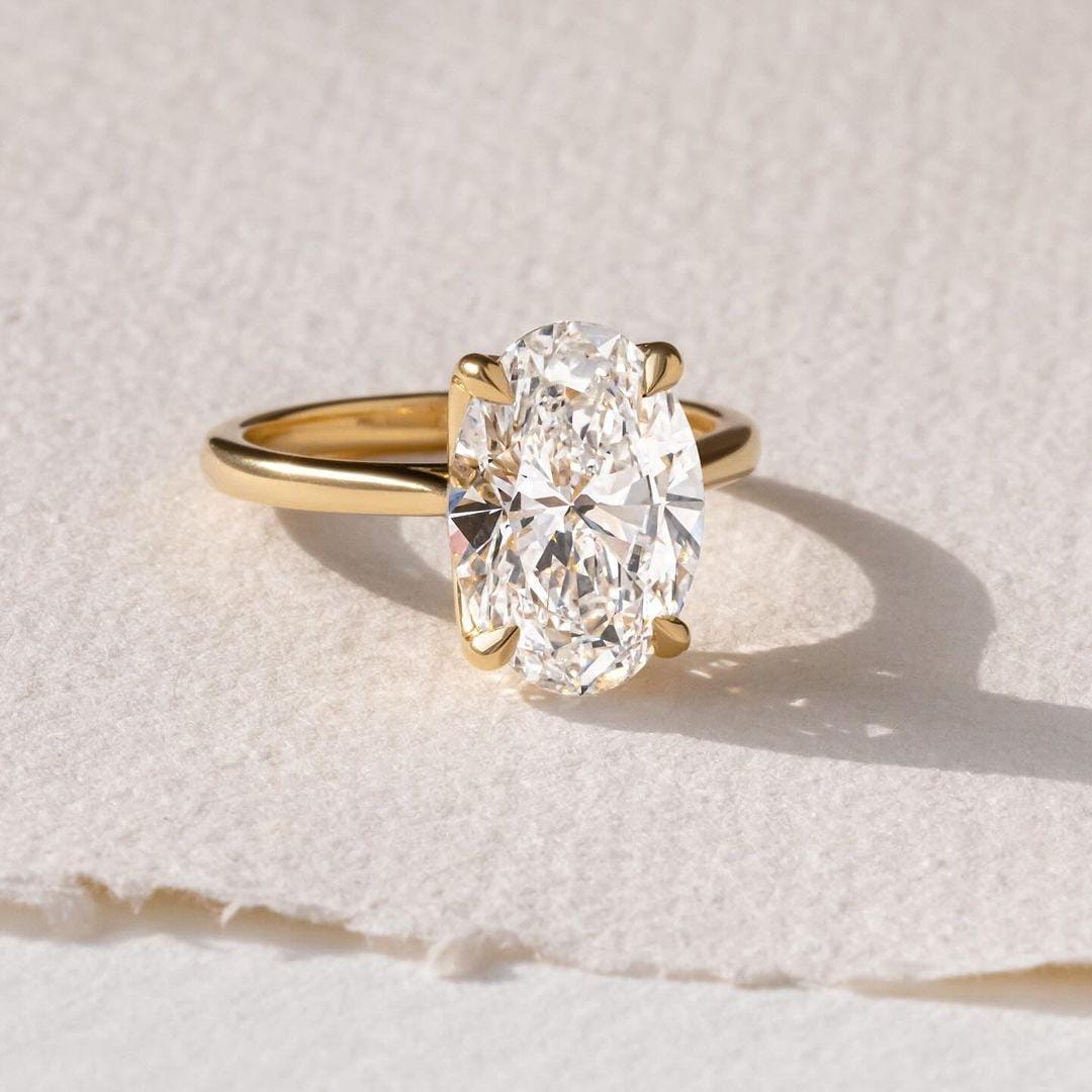 4 CT Oval Lab Grown Diamond Engagement Ring - 18k Yellow Gold