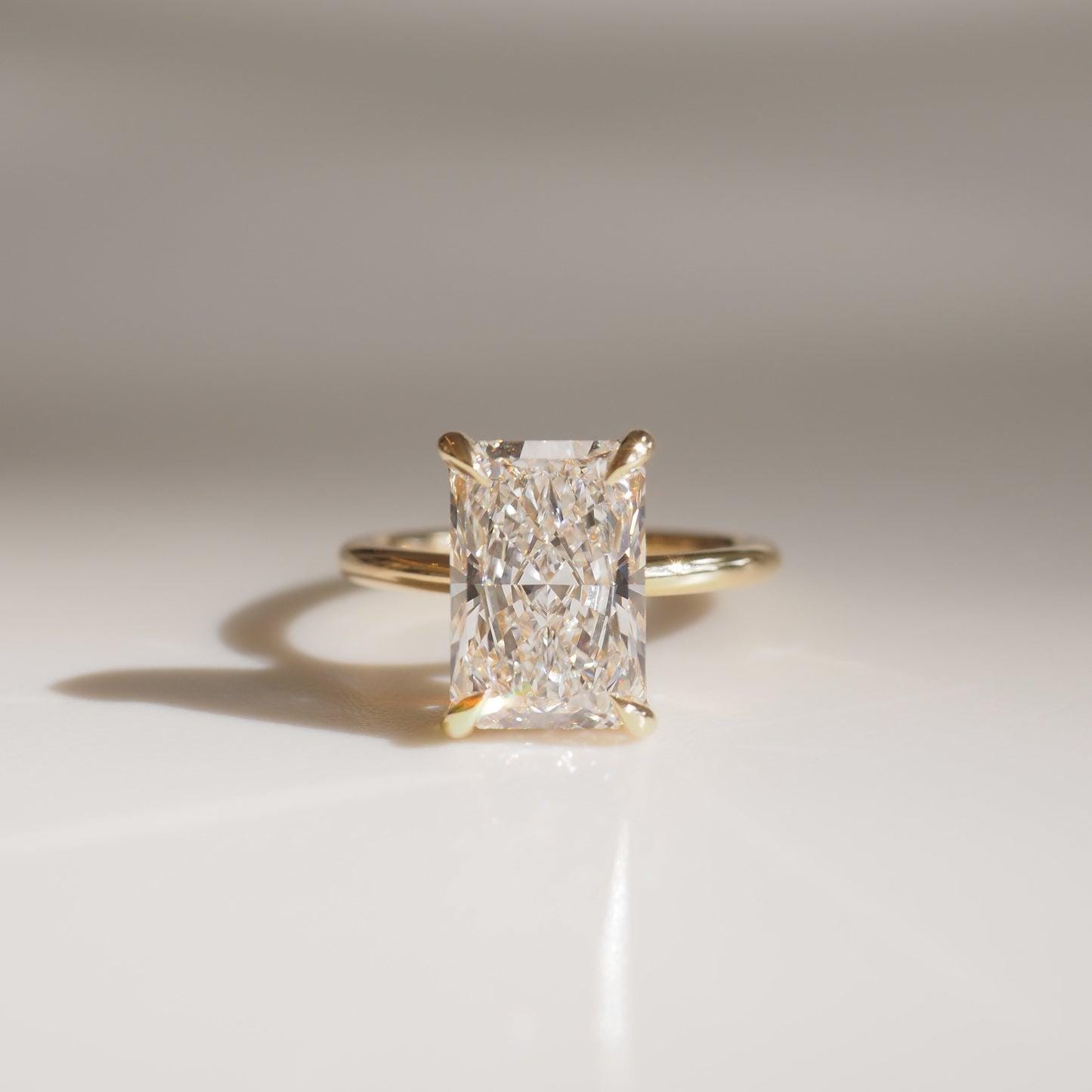 Radiant Cut Lab Grown Diamond Engagement Ring: Solitaire Wedding Band, IGI Certified
