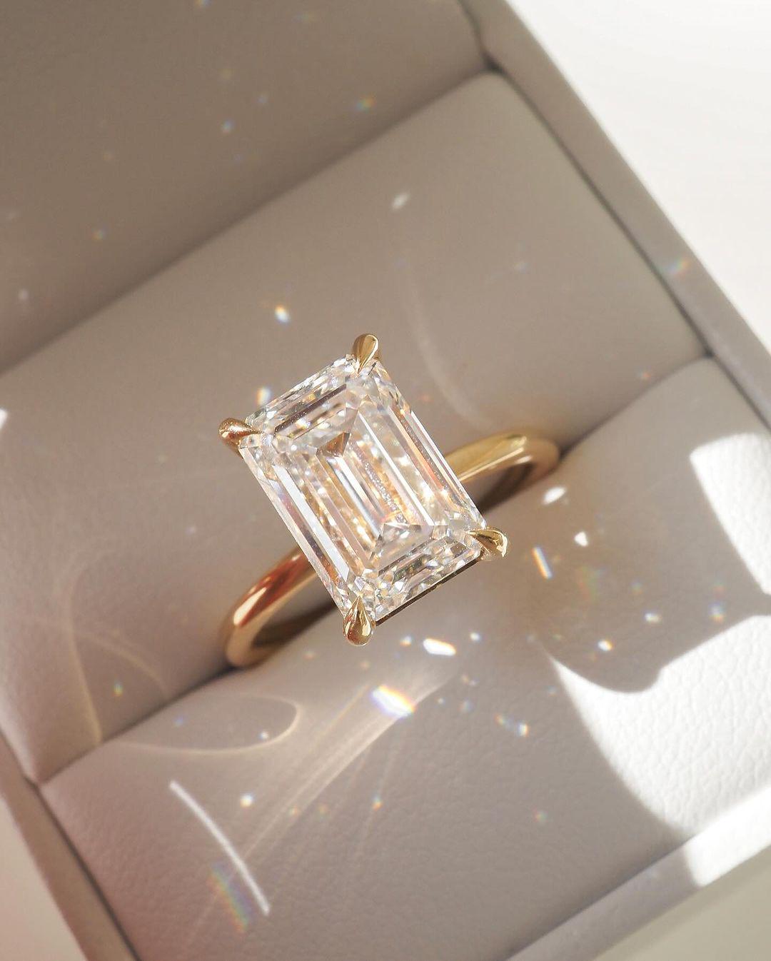 IGI Certified Emerald Cut Lab Grown Diamond Ring: Solitaire Engagement Ring