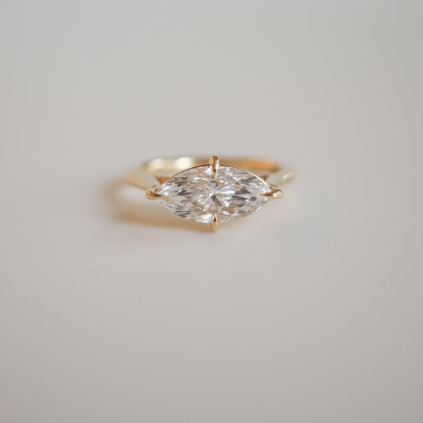 East West Marquise Lab Grown Diamond Engagement Ring - 14k White Gold
