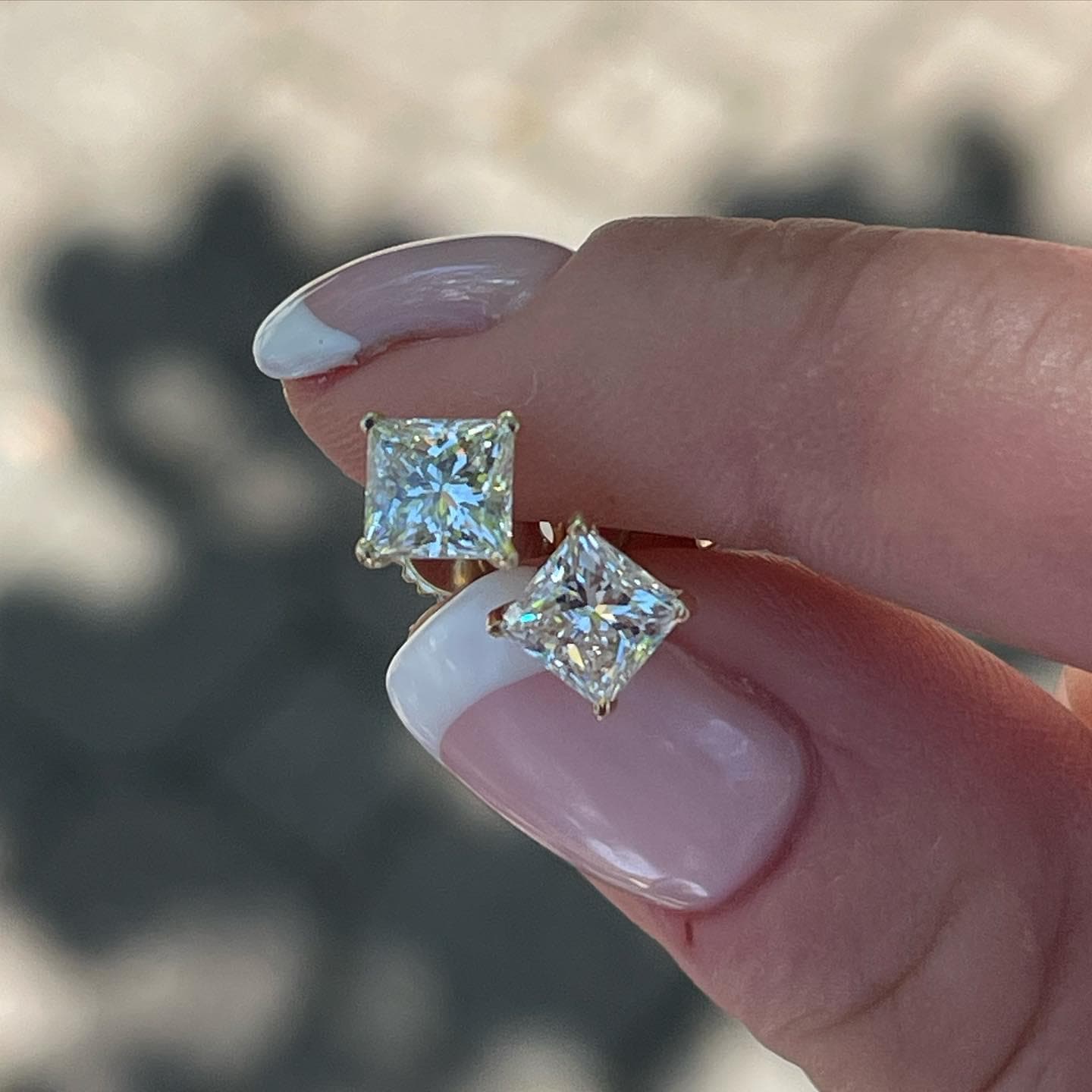 IGI Certified Lab Grown Diamond Studs: 14K Gold Princess Cut Earrings