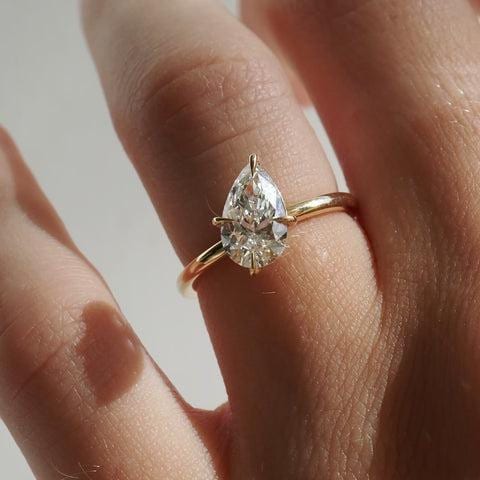 Lab Grown Pear Diamond Engagement Ring: Certified Solitaire, 0.50-3.0 CT