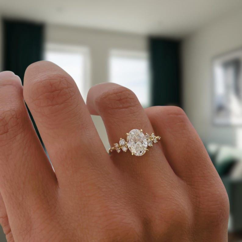2ct Oval Lab Grown Diamond Engagement Ring: Solid Gold Solitaire, IGI Certified