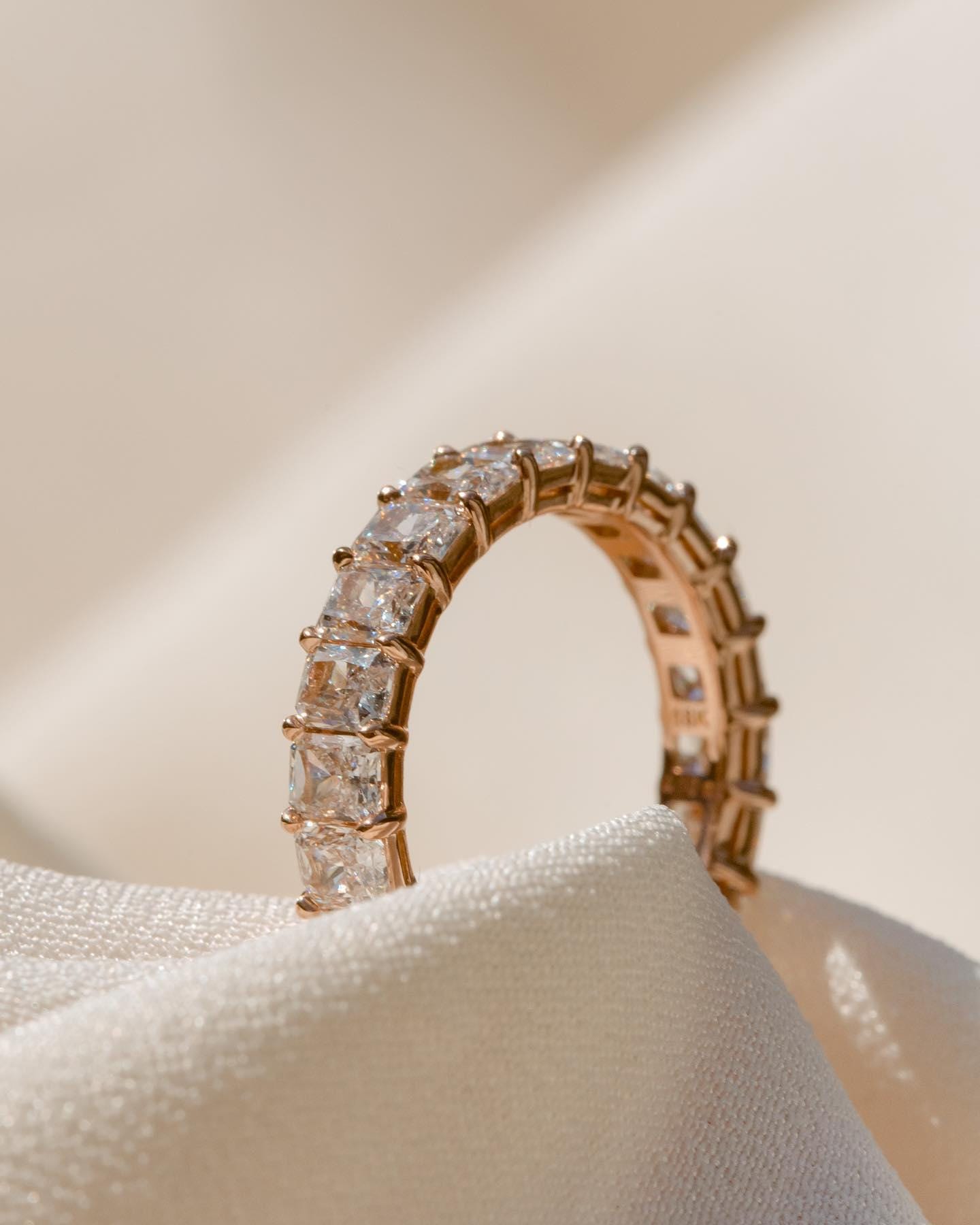 Radiant Cut Lab Grown Diamond Eternity Band: Bezel Set Anniversary Ring